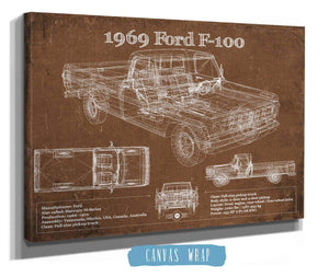 Cutler West 1969 Ford F-100 Pickup Vintage Blueprint Auto Print