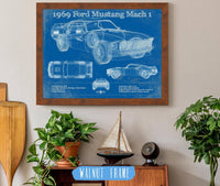 Cutler West Ford Collection 1969 Ford Mustang Mach 1 Vintage Blueprint Auto Print