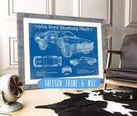 Cutler West Ford Collection 14" x 11" / Greyson Frame & Mat 1969 Ford Mustang Mach 1 Vintage Blueprint Auto Print 833110166_42079