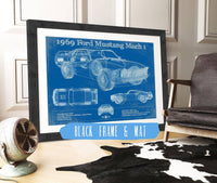 Cutler West Ford Collection 14" x 11" / Black Frame & Mat 1969 Ford Mustang Mach 1 Vintage Blueprint Auto Print 833110166_42073