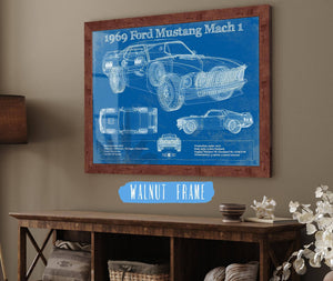 Cutler West 1969 Ford Mustang Mach 1 Vintage Blueprint Auto Print