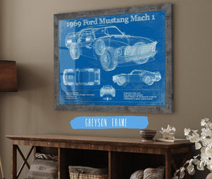 Cutler West 1969 Ford Mustang Mach 1 Vintage Blueprint Auto Print