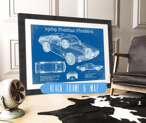 20" x 16" / Black Frame & Mat Cutler West 1969 Pontiac Firebird 400 Vintage Auto Print