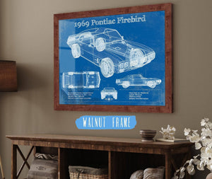 20" x 16" / Walnut Frame Cutler West 1969 Pontiac Firebird 400 Vintage Auto Print
