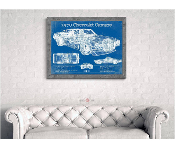 Cutler West 1970 Chevrolet Split Bumper Camaro Blueprint Vintage Auto Patent Print