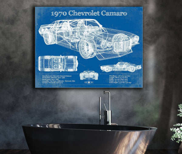Cutler West 1970 Chevrolet Split Bumper Camaro Blueprint Vintage Auto Patent Print