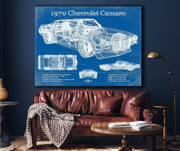 Cutler West 1970 Chevrolet Split Bumper Camaro Blueprint Vintage Auto Patent Print