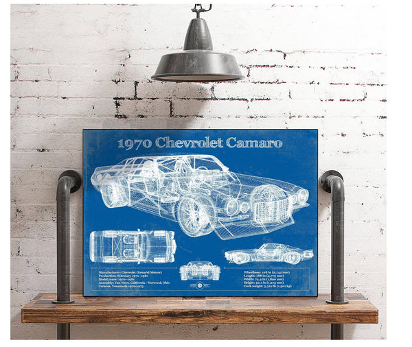 Cutler West 1970 Chevrolet Split Bumper Camaro Blueprint Vintage Auto Patent Print