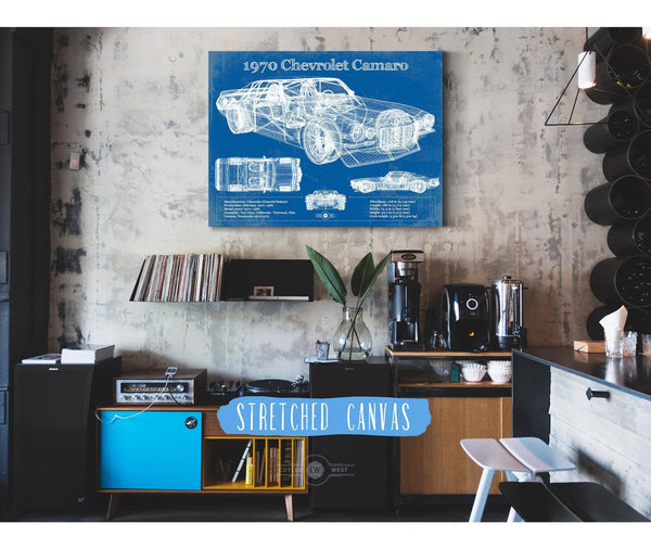 Cutler West 1970 Chevrolet Split Bumper Camaro Blueprint Vintage Auto Patent Print