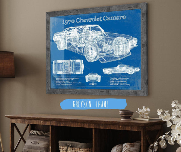 Cutler West 1970 Chevrolet Split Bumper Camaro Blueprint Vintage Auto Patent Print