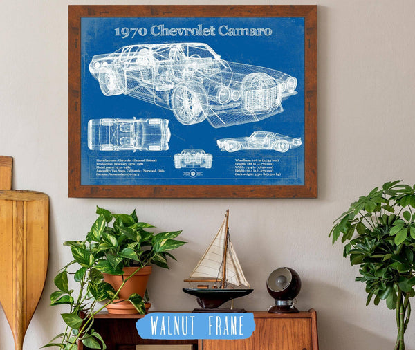 Cutler West 1970 Chevrolet Split Bumper Camaro Blueprint Vintage Auto Patent Print