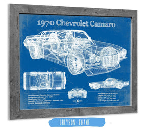14" x 11" / Greyson Frame Cutler West 1970 Chevrolet Split Bumper Camaro Blueprint Vintage Auto Patent Print