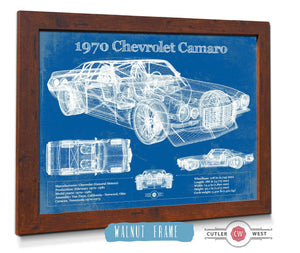 20" x 16" / Walnut Frame Cutler West 1970 Chevrolet Split Bumper Camaro Blueprint Vintage Auto Patent Print