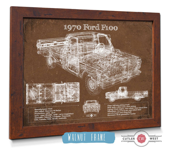 Cutler West 1970 Ford F100 Vintage Blueprint Auto Print