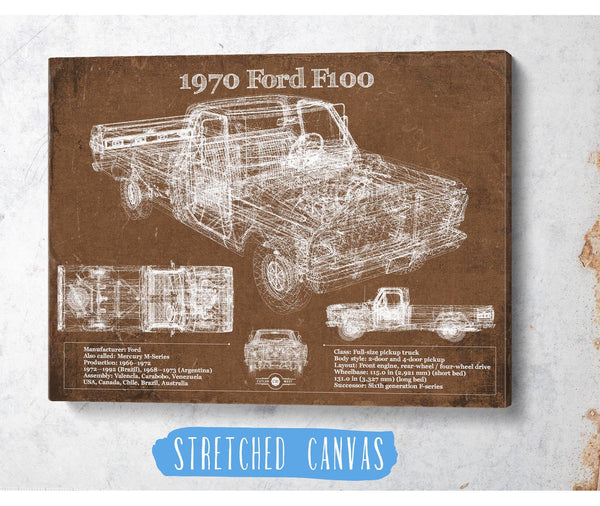 Cutler West 1970 Ford F100 Vintage Blueprint Auto Print