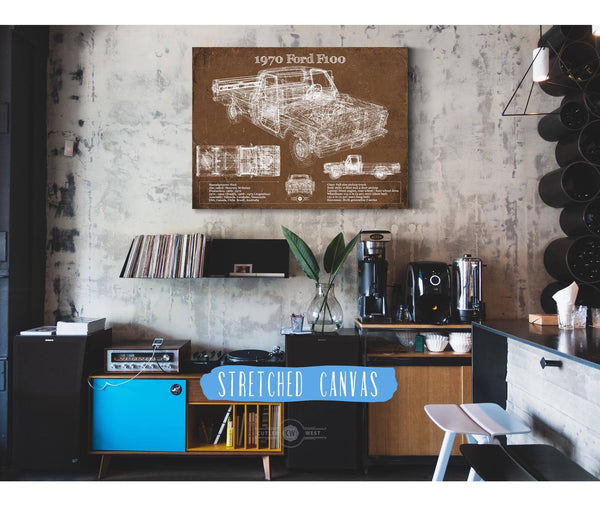 Cutler West 1970 Ford F100 Vintage Blueprint Auto Print