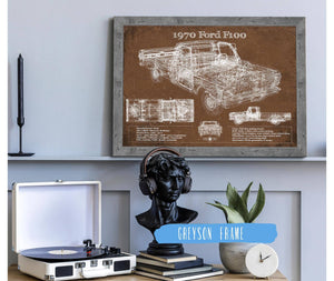 Cutler West 1970 Ford F100 Vintage Blueprint Auto Print
