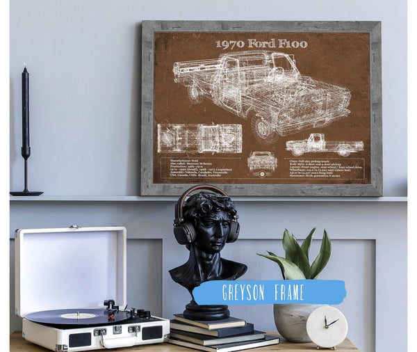 Cutler West 1970 Ford F100 Vintage Blueprint Auto Print