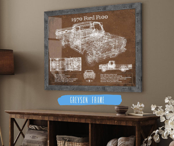 Cutler West 1970 Ford F100 Vintage Blueprint Auto Print