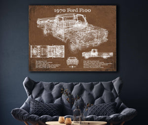 Cutler West 1970 Ford F100 Vintage Blueprint Auto Print