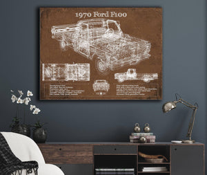 Cutler West 1970 Ford F100 Vintage Blueprint Auto Print