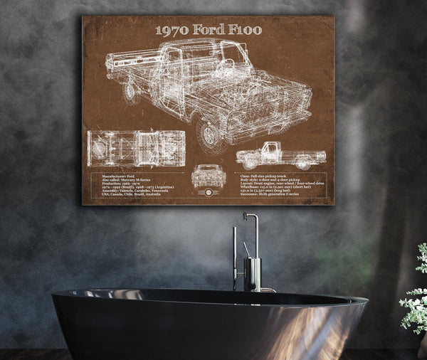 Cutler West 1970 Ford F100 Vintage Blueprint Auto Print
