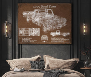 Cutler West 1970 Ford F100 Vintage Blueprint Auto Print