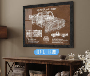 20" x 16" / Black Frame Cutler West 1970 Ford F100 Vintage Blueprint Auto Print