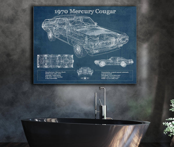 Cutler West 1970 Mercury Cougar Eliminator Blueprint Vintage Auto Print