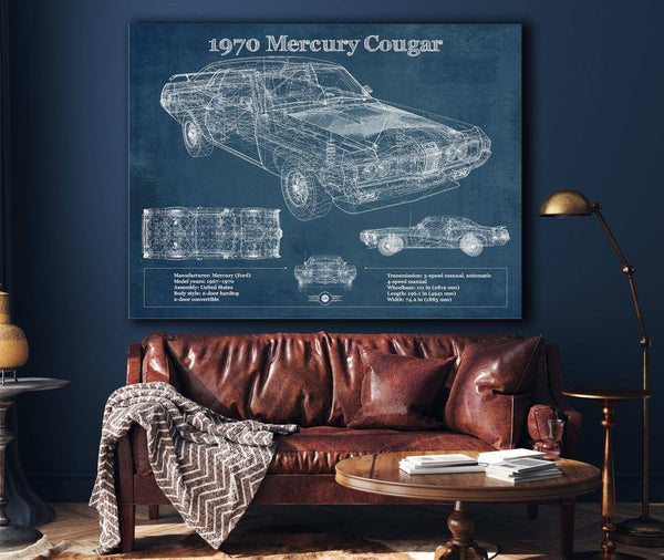 Cutler West 1970 Mercury Cougar Eliminator Blueprint Vintage Auto Print