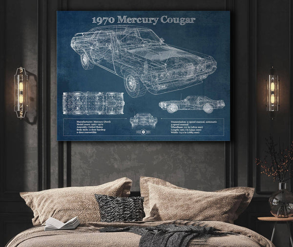 Cutler West 1970 Mercury Cougar Eliminator Blueprint Vintage Auto Print