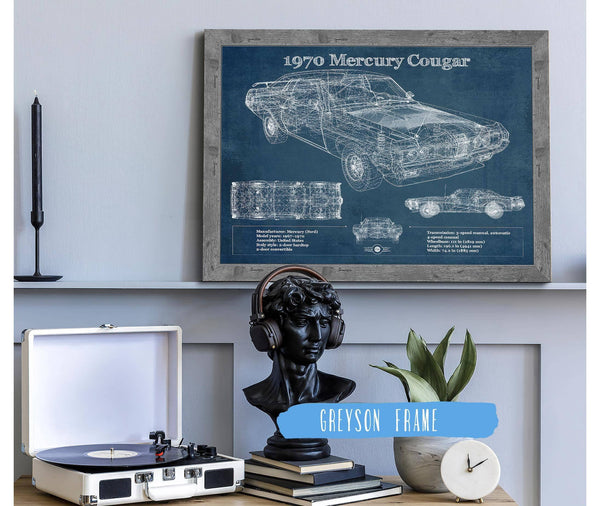 Cutler West 1970 Mercury Cougar Eliminator Blueprint Vintage Auto Print
