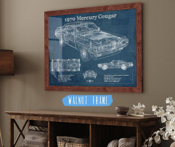 Cutler West 1970 Mercury Cougar Eliminator Blueprint Vintage Auto Print