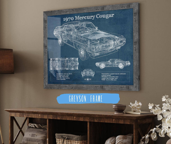 Cutler West 1970 Mercury Cougar Eliminator Blueprint Vintage Auto Print