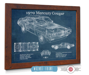 20" x 16" / Walnut Frame Cutler West 1970 Mercury Cougar Eliminator Blueprint Vintage Auto Print
