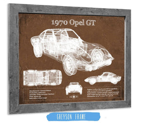 14" x 11" / Greyson Frame Cutler West 1970 Opel GT Original Vintage Car Print