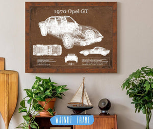 20" x 16" / Walnut Frame Cutler West 1970 Opel GT Original Vintage Car Print