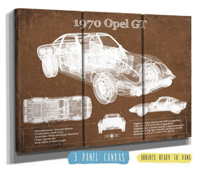 36" x 24" / 3 Panel Canvas Wrap Cutler West 1970 Opel GT Original Vintage Car Print