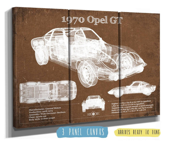 36" x 24" / 3 Panel Canvas Wrap Cutler West 1970 Opel GT Original Vintage Car Print