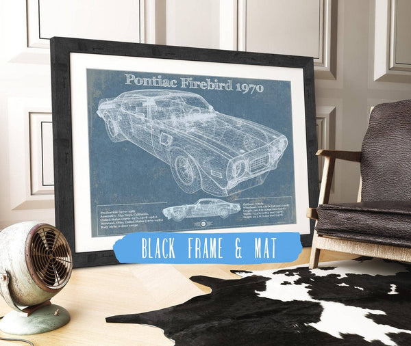 20" x 16" / Black Frame & Mat Cutler West 1970 Pontiac Firebird Vintage Auto Print
