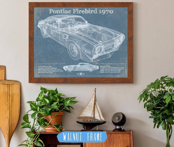 20" x 16" / Walnut Frame Cutler West 1970 Pontiac Firebird Vintage Auto Print
