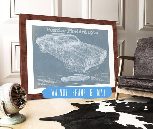 20" x 16" / Walnut Frame & Mat Cutler West 1970 Pontiac Firebird Vintage Auto Print