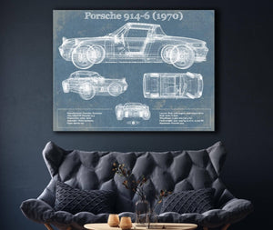 Cutler West 1970 Porsche 914-6 Vintage Blueprint Auto Print
