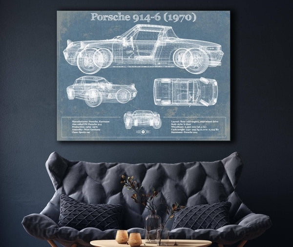 Cutler West 1970 Porsche 914-6 Vintage Blueprint Auto Print