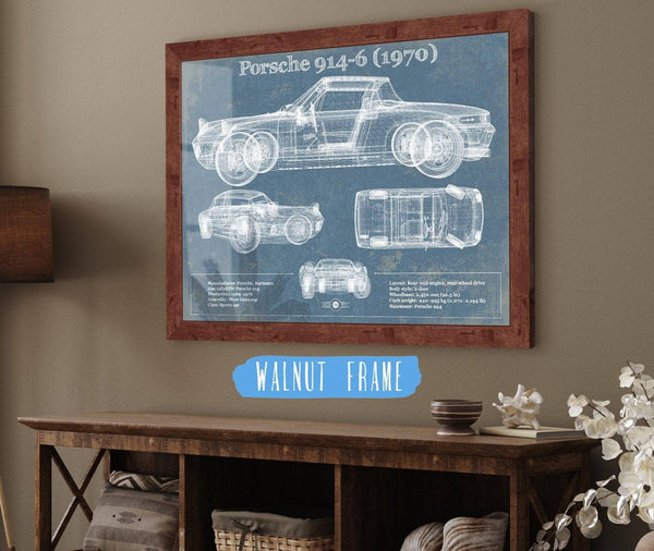 Cutler West 1970 Porsche 914-6 Vintage Blueprint Auto Print