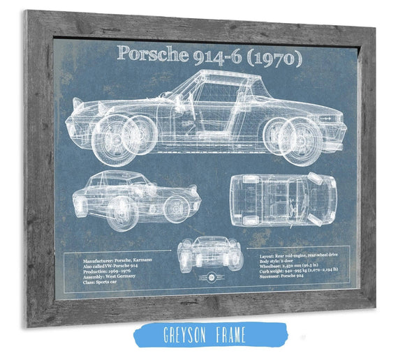 Cutler West 1970 Porsche 914-6 Vintage Blueprint Auto Print