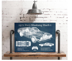 Cutler West 1971-1973 Ford Mustang Mach 1 First Gen Mustang Facelift Vintage Blueprint Auto Print