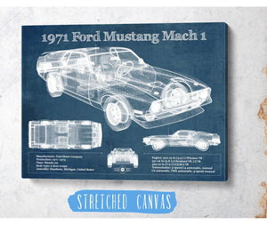 Cutler West 1971-1973 Ford Mustang Mach 1 First Gen Mustang Facelift Vintage Blueprint Auto Print