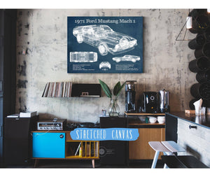 Cutler West 1971-1973 Ford Mustang Mach 1 First Gen Mustang Facelift Vintage Blueprint Auto Print