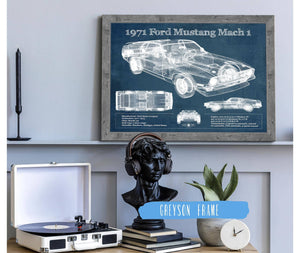 Cutler West 1971-1973 Ford Mustang Mach 1 First Gen Mustang Facelift Vintage Blueprint Auto Print